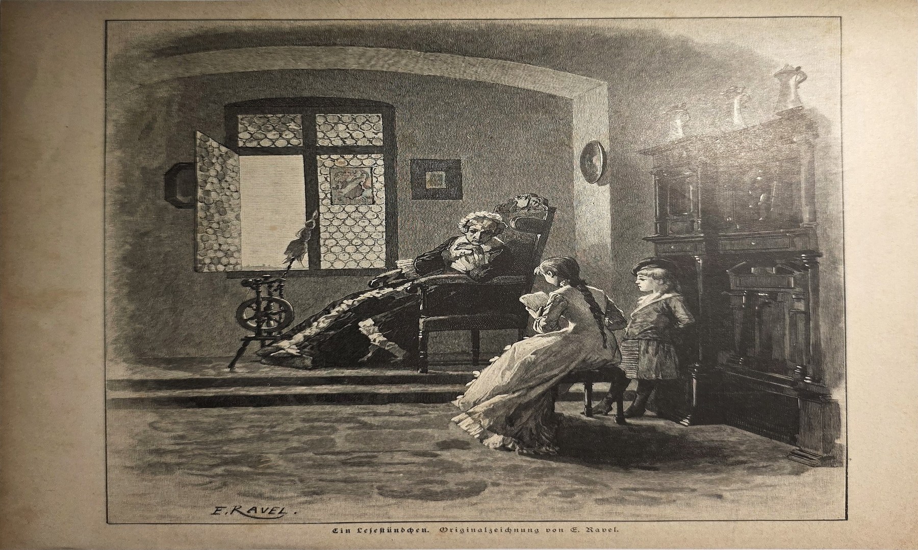 Stille Stube mit sitzenden Figuren