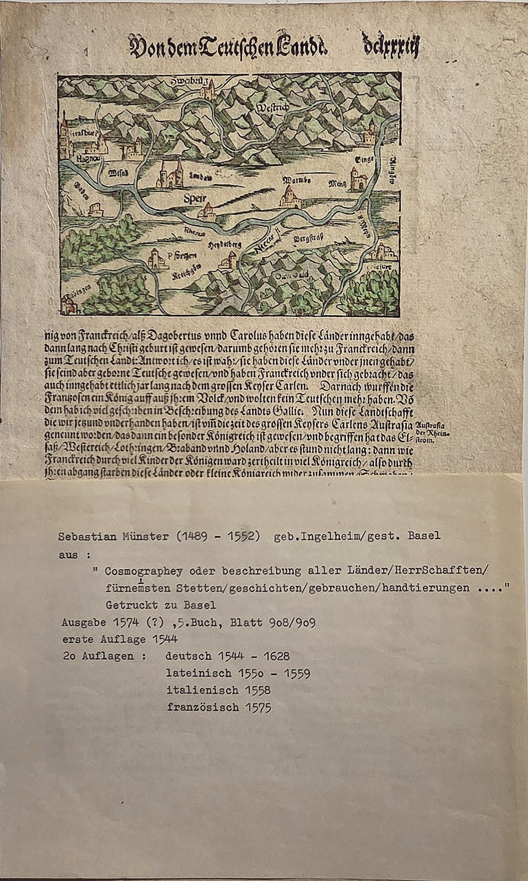 Kolorierter mit Flussgebiet und Gebirgszügen