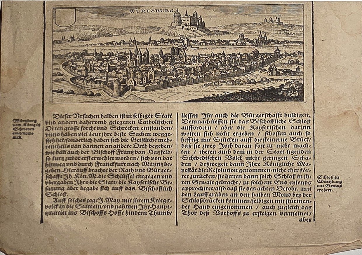Historische Stadtansicht mit Textblock