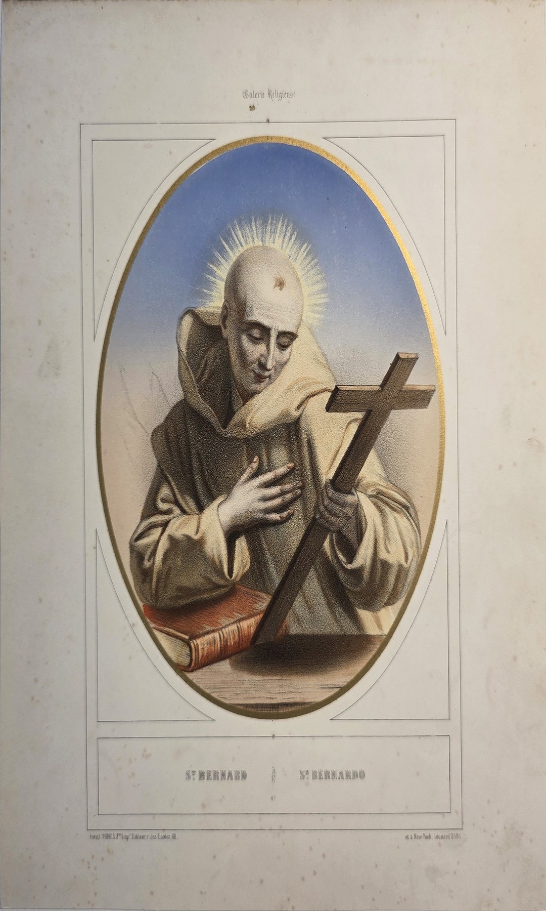 Ovale mit Geistlichem und Kreuz im Brustbild