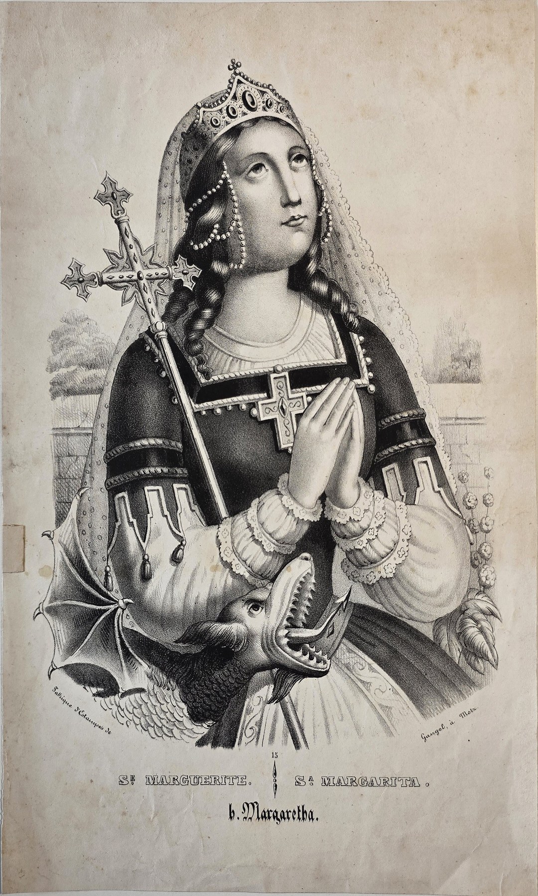 Heilige Frau mit Krone und Kreuzstab