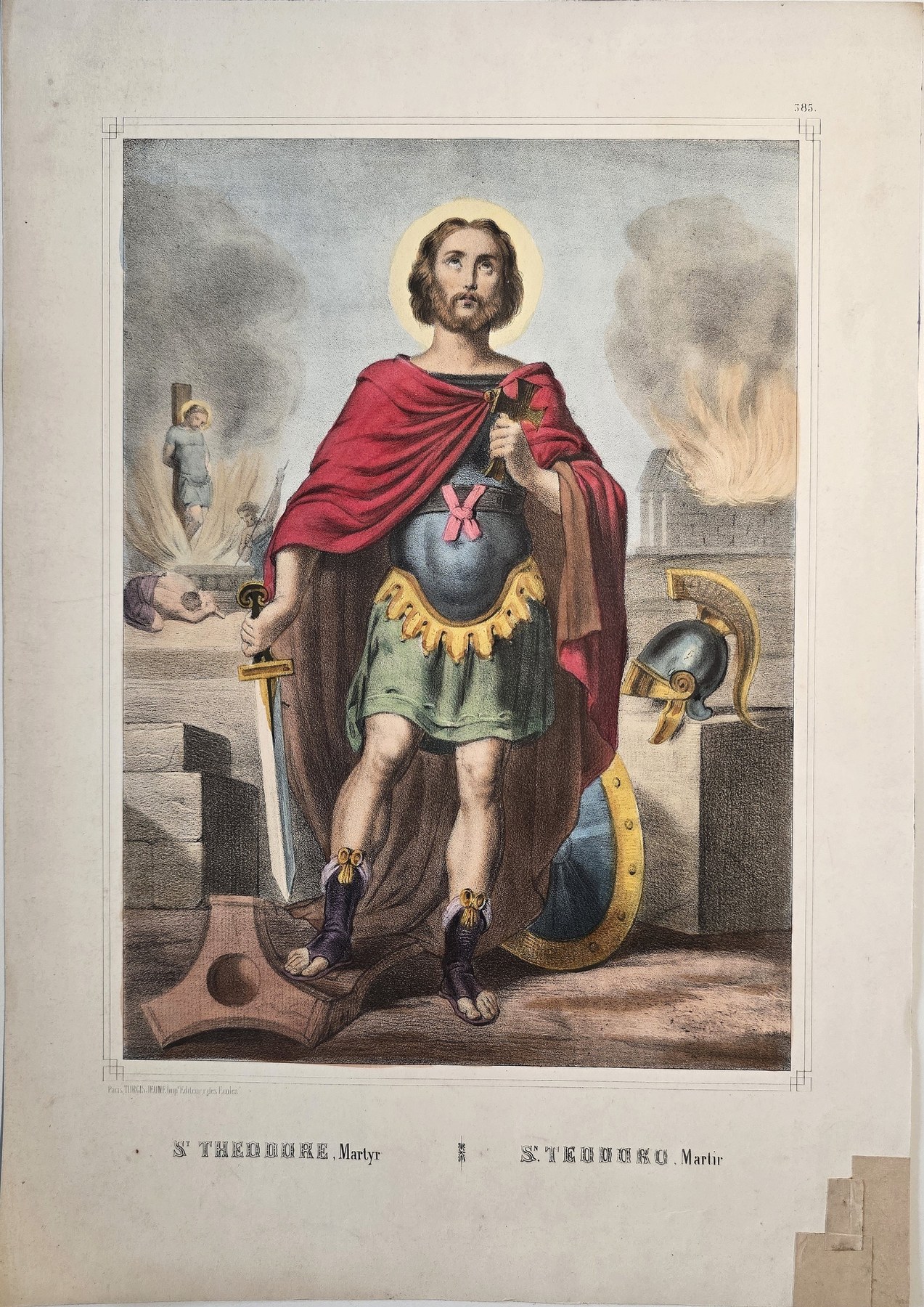 Römischer Soldatenheiliger mit Schild und Helm