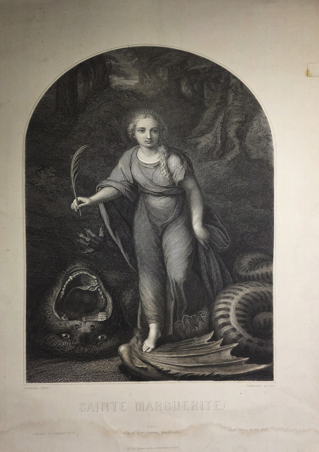 Junge weibliche Figur mit Gefäß und Landschaft