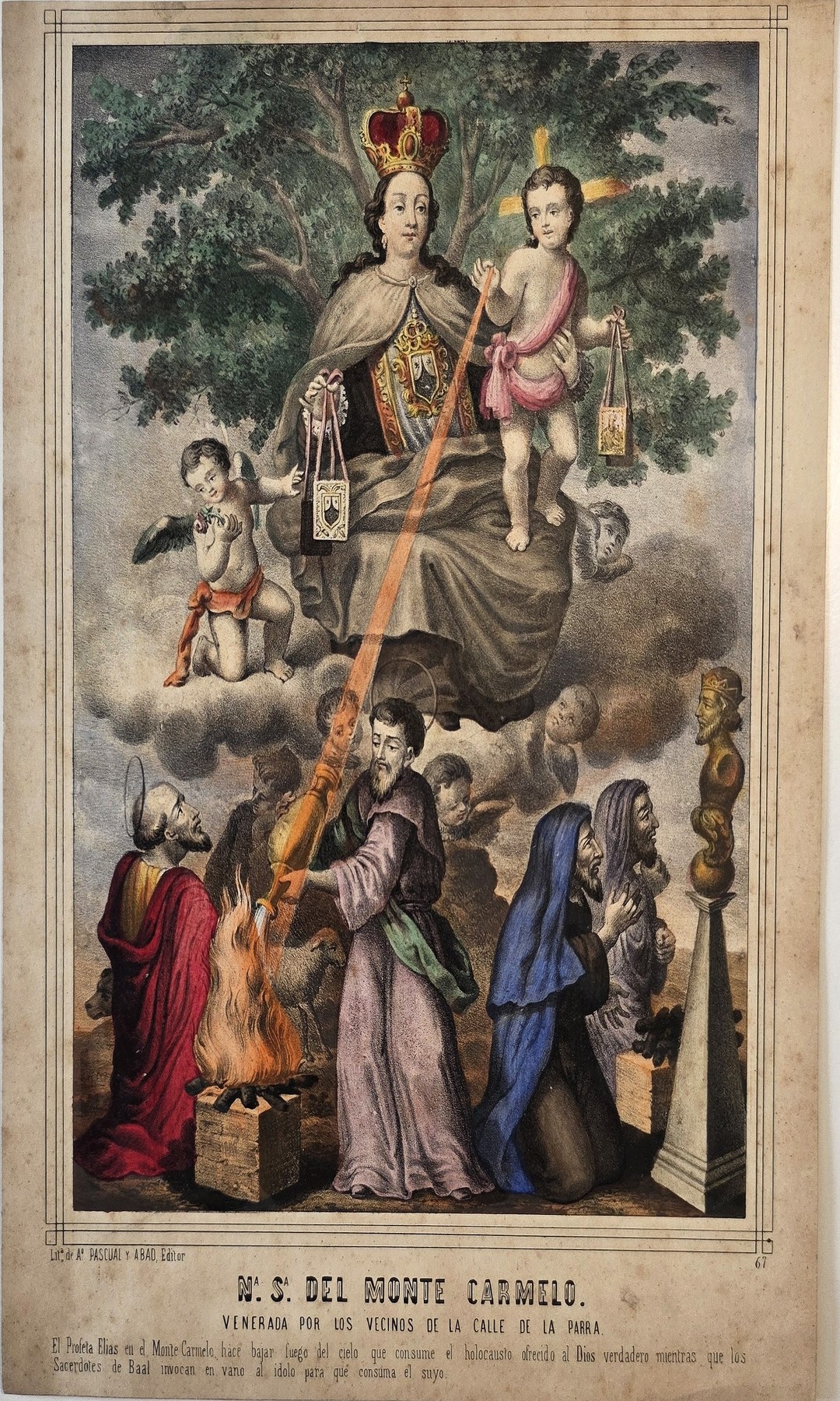einer gekrönten Madonna mit Kind über betenden Figuren
