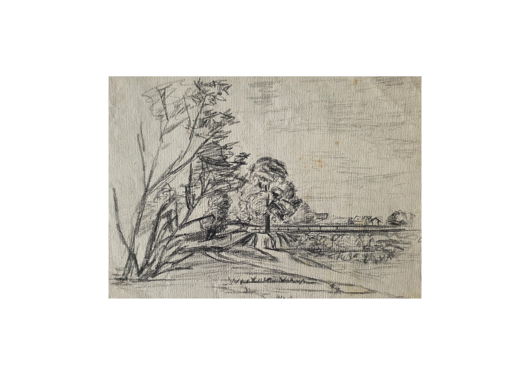 Kleine Landschaft mit Figur am Weg