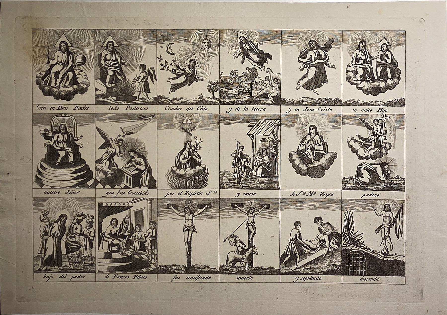 Bildtafel mit zahlreichen religiösen Symbolen