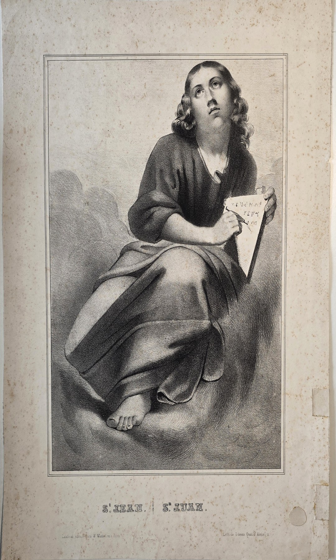 Sitzende Heilige mit Schriftblatt
