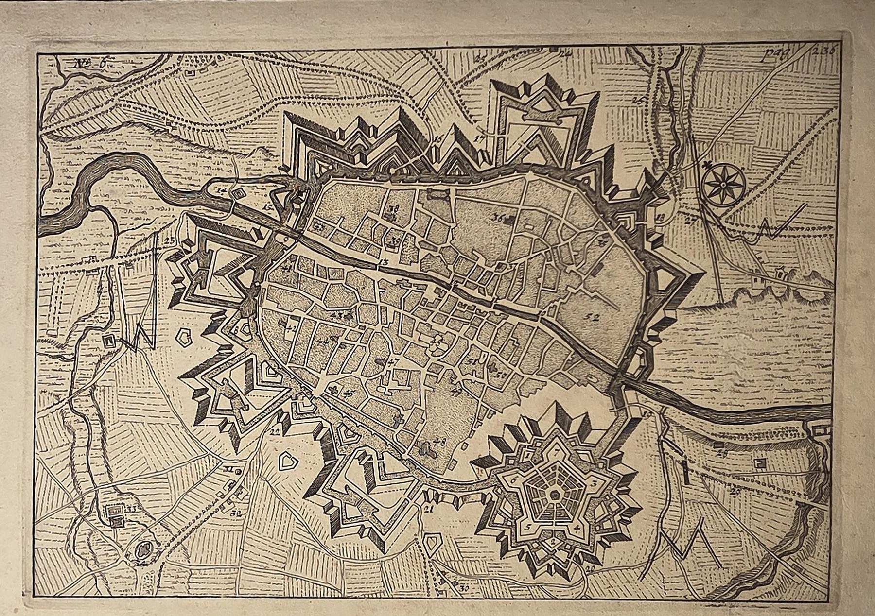 Befestigter Stadtgrundriss mit Sternschanzen