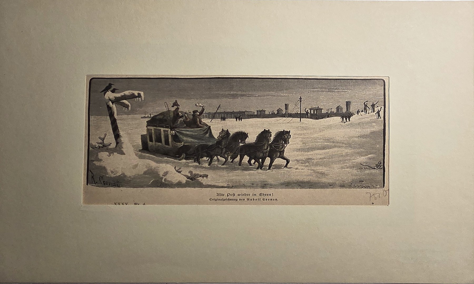 Pferdeschlitten in weiter Winterlandschaft
