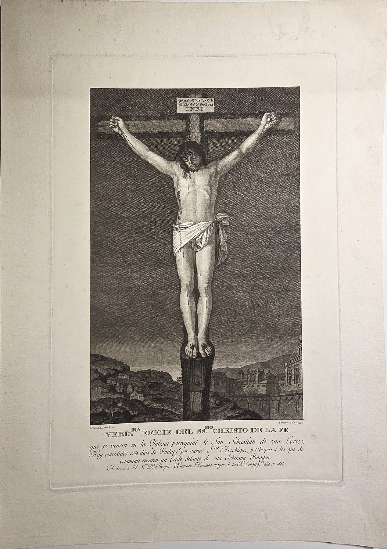 mit Christus am Kreuz über Landschaft