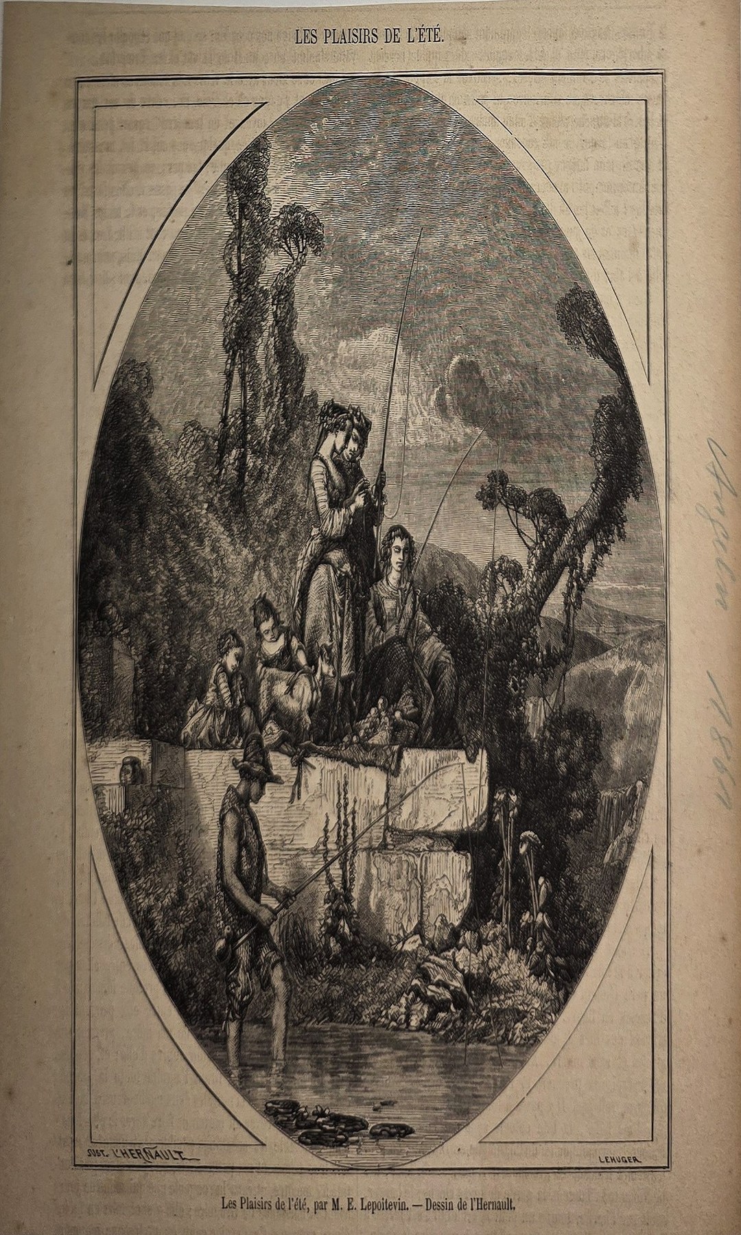 Figurenreiche Szene in ovalem Bildfeld