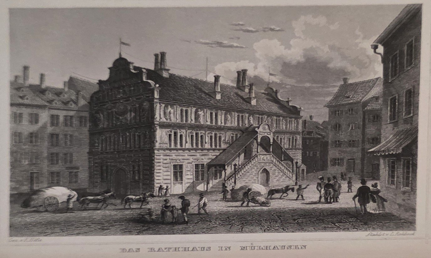 Breite Straßenansicht mit Monumentalbau