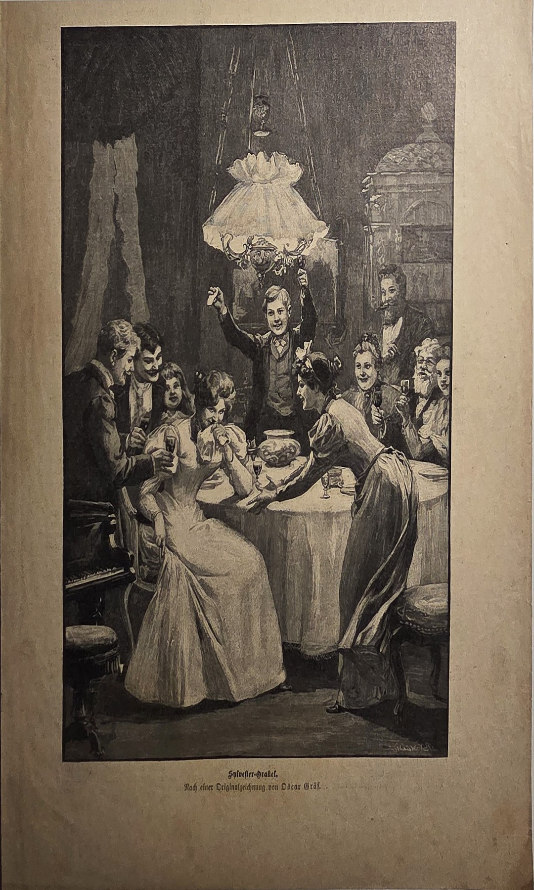 Abendliche Familienrunde unter heller Lampe