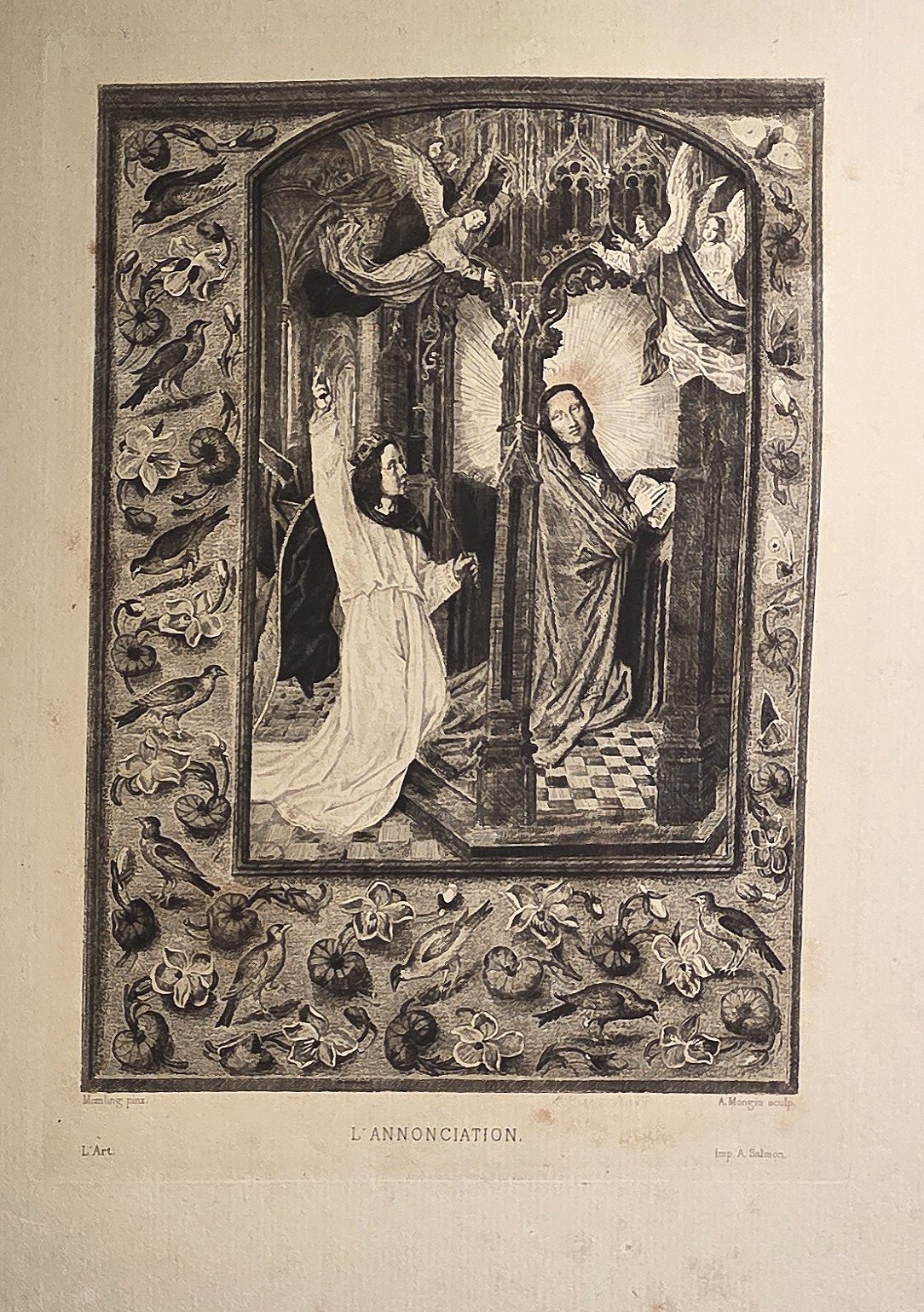 Ornamentaler mit zwei Frauenfiguren im Innenraum