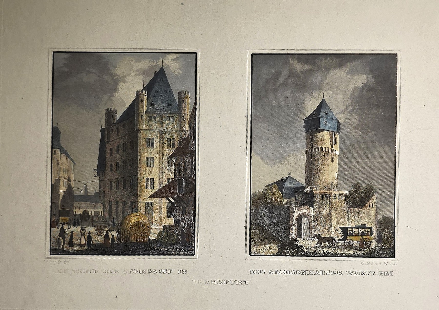 Zwei historische Turmansichten auf einem Blatt