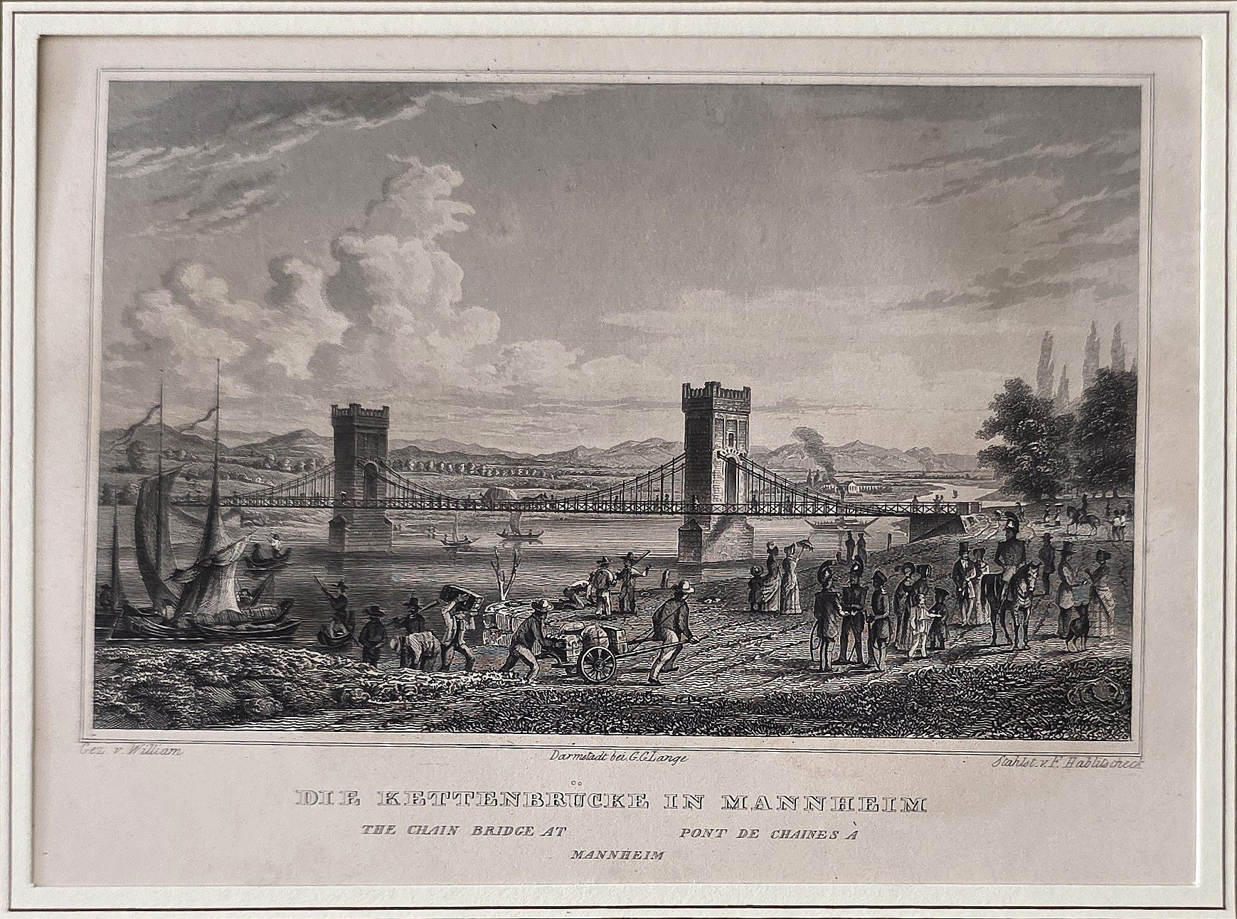 Kettenbrücke mit Personenstaffage