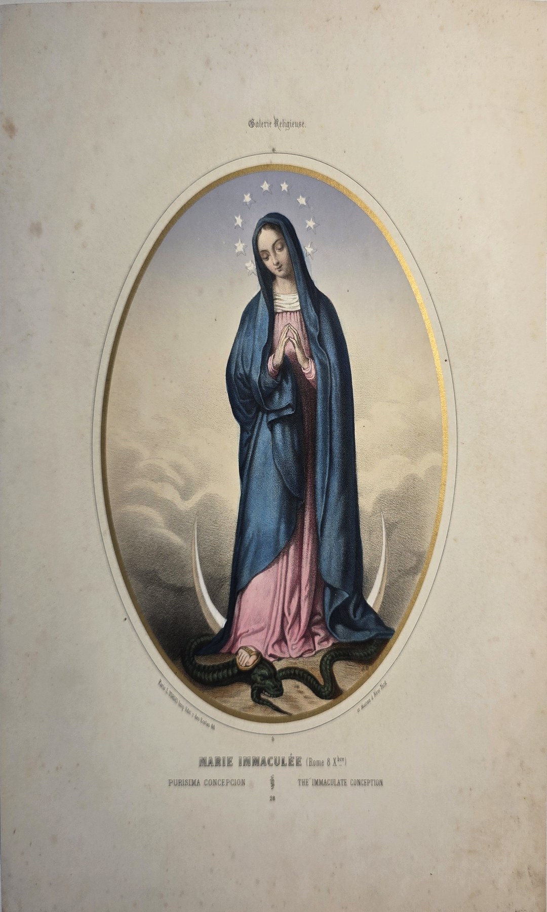 Farbig gefasste mit stehender Madonna auf Wolken