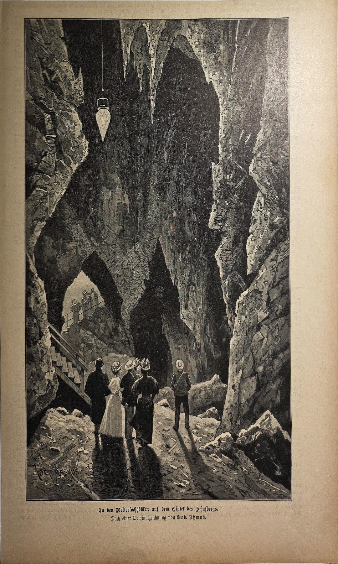 Besucher in einer hohen Felshöhle