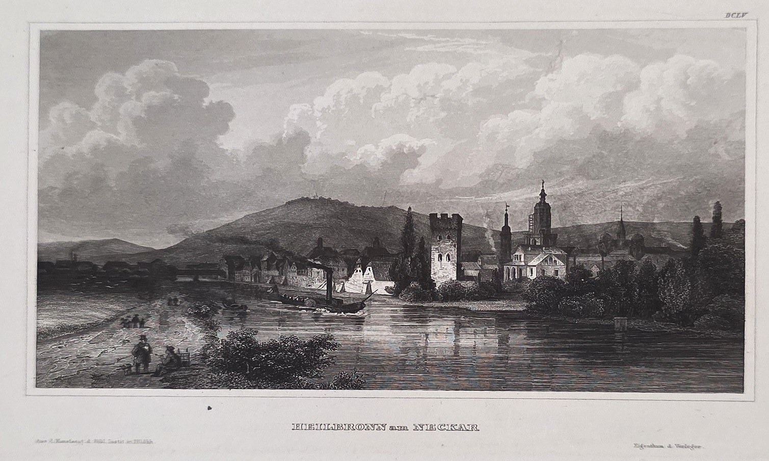 Flussansicht mit Stadt am Hang