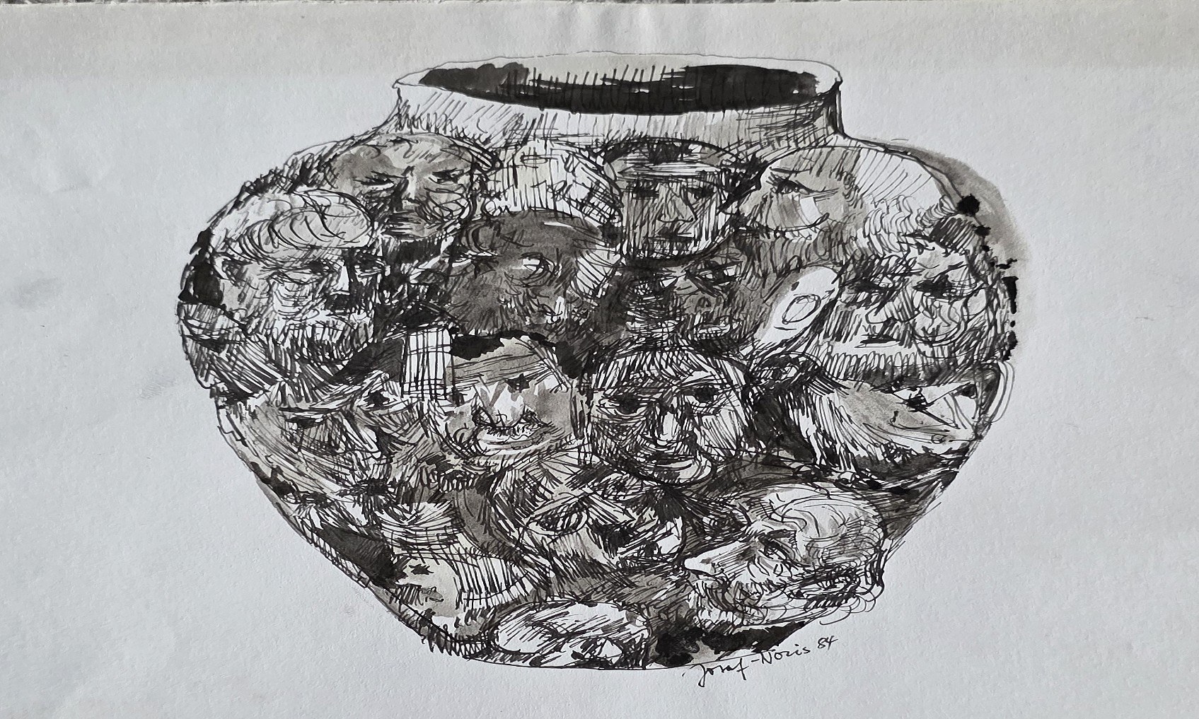 Historische Darstellung – Reich verzierte Vase mit dichter Oberfläche