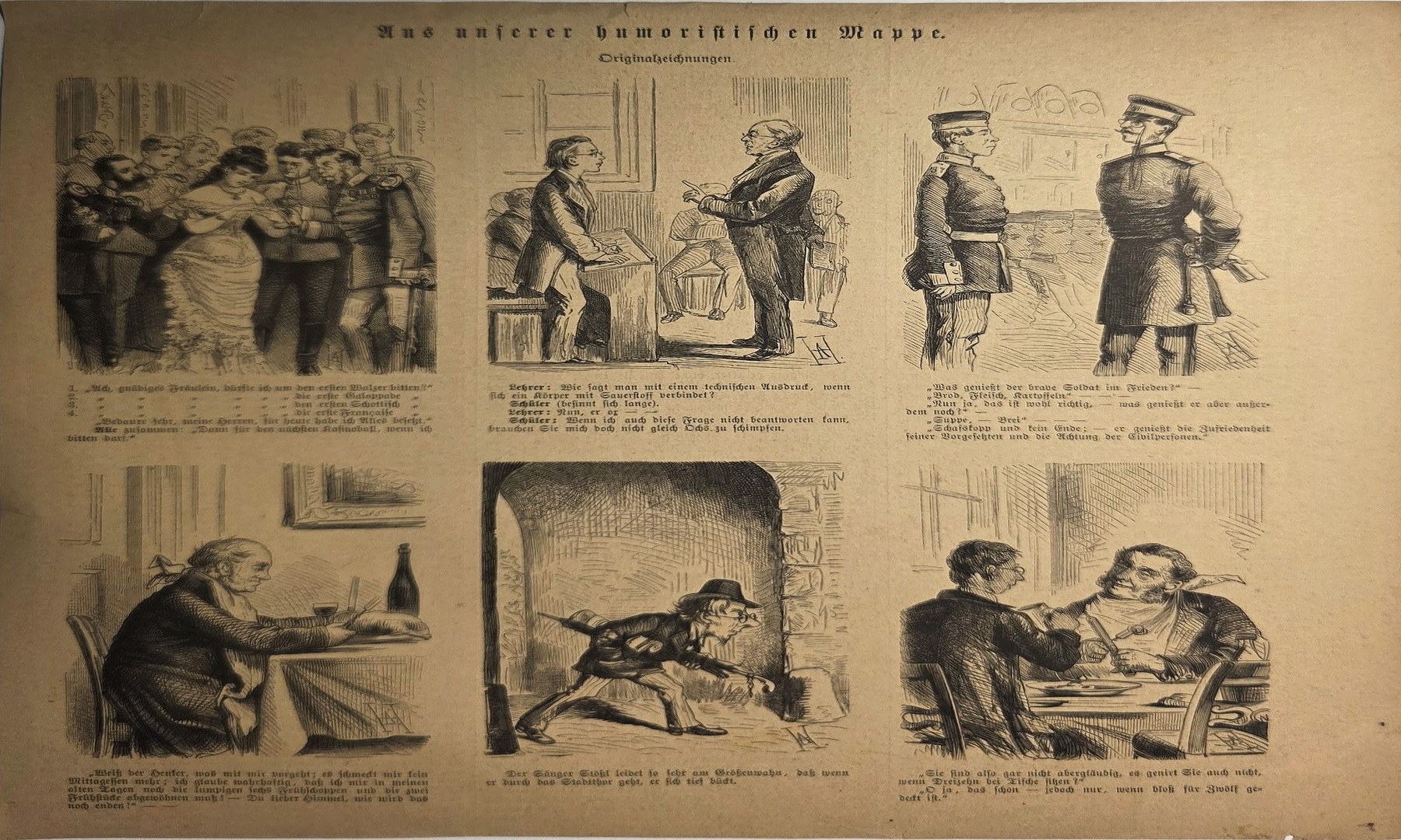 Illustrierte Tafel mit acht Einzelszenen