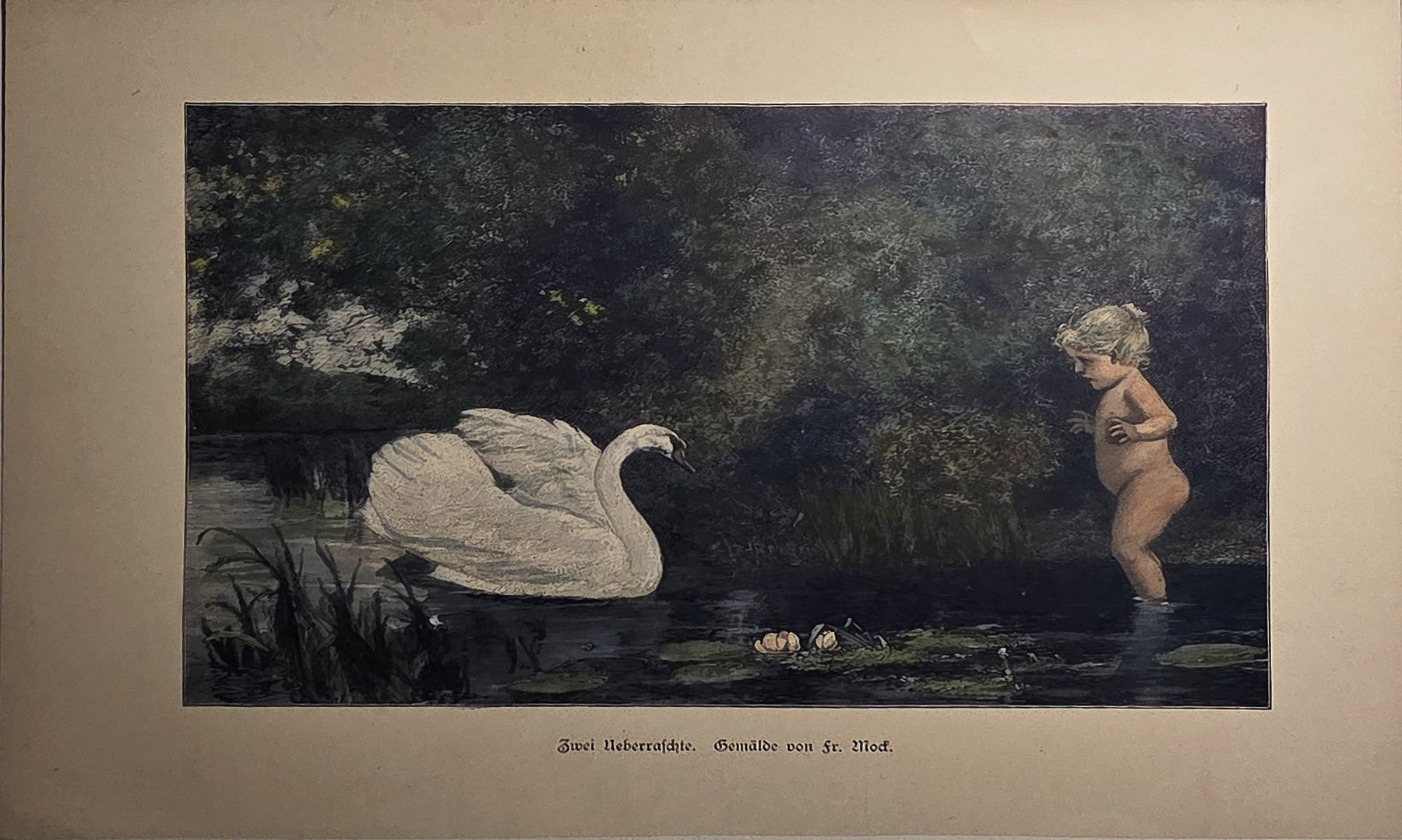 Schwan am Wasser mit weiblicher Gestalt