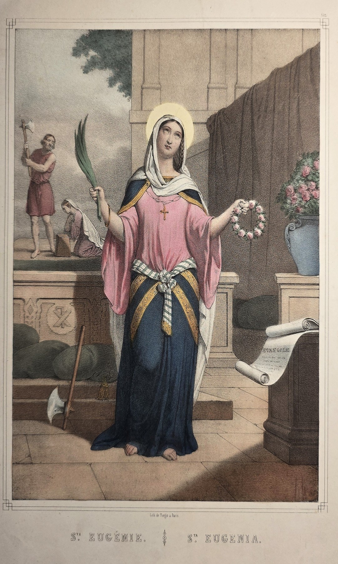 Farbig gefasste mit stehender Ordensfrau und Lilien