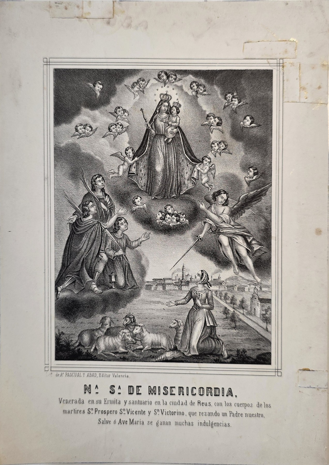 Madonna über Engeln und betenden Figuren
