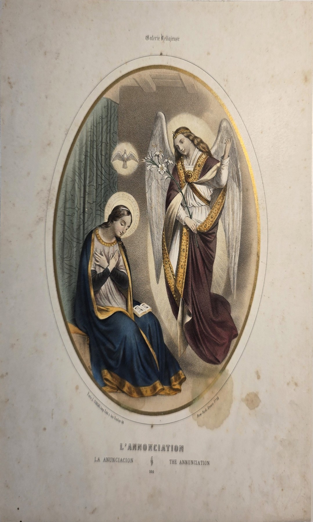 Ovale mit Marienfigur und Heiligem in Innenraum