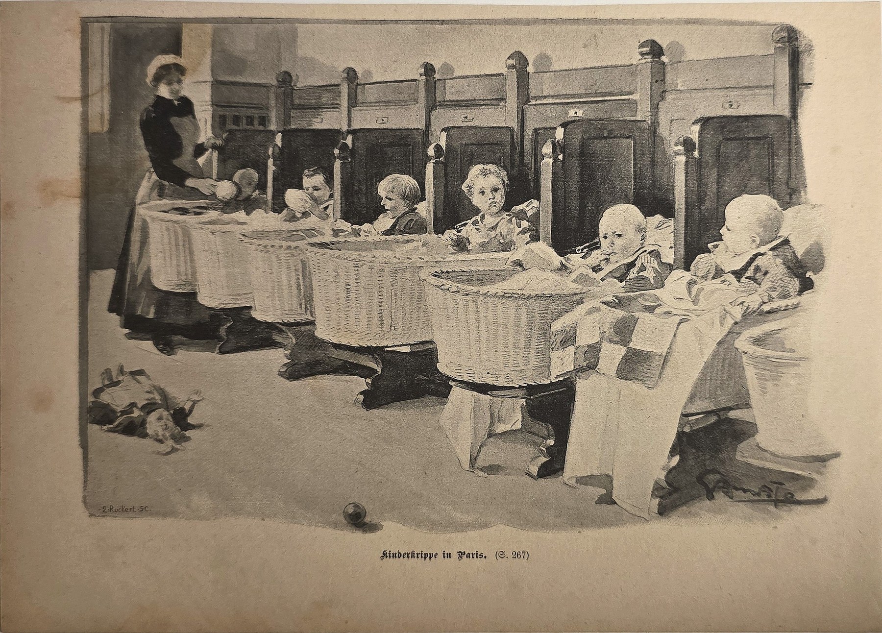 Kindergruppe an langer Tafel