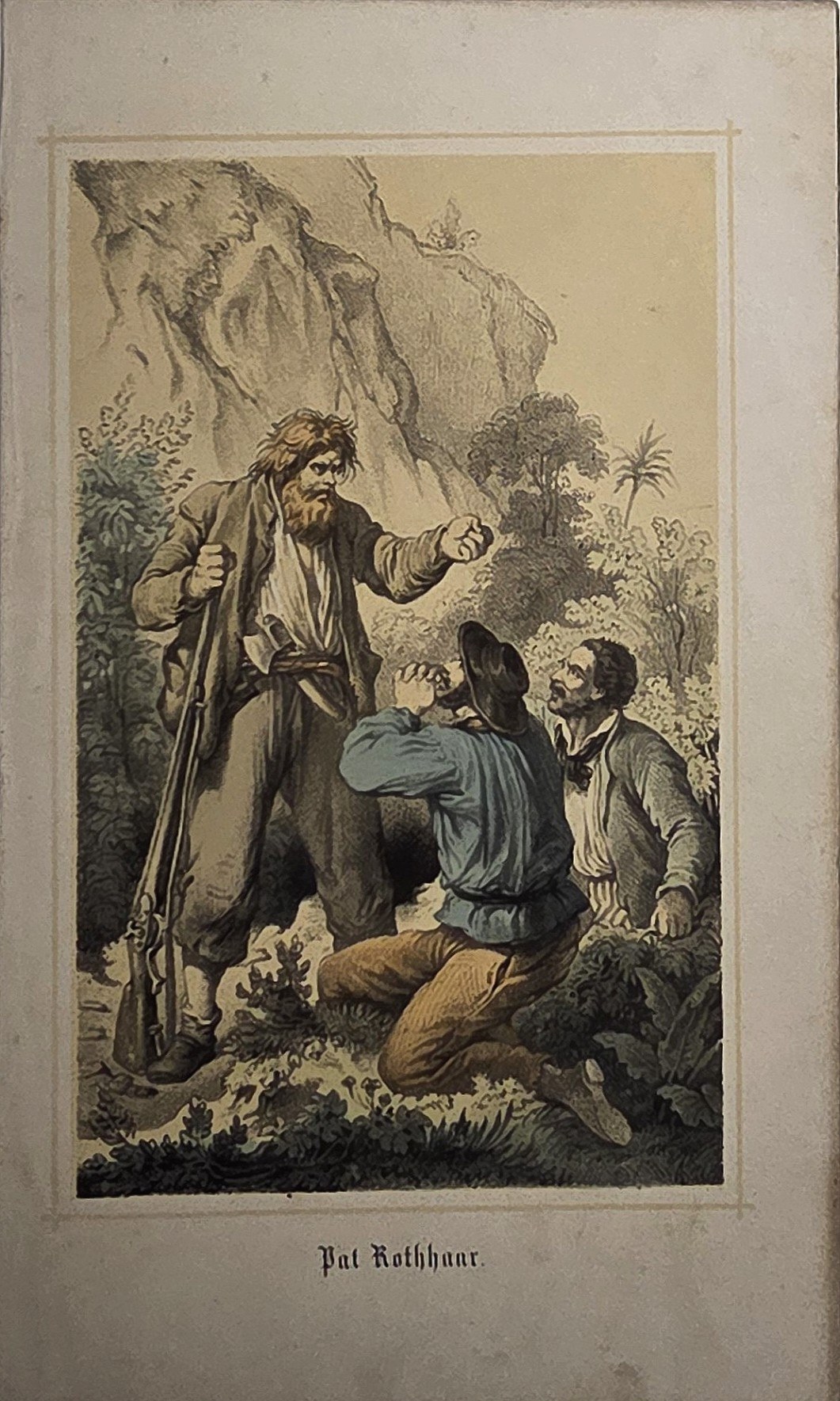 Historische Darstellung – Zwei junge Wanderer in felsigem Gelände