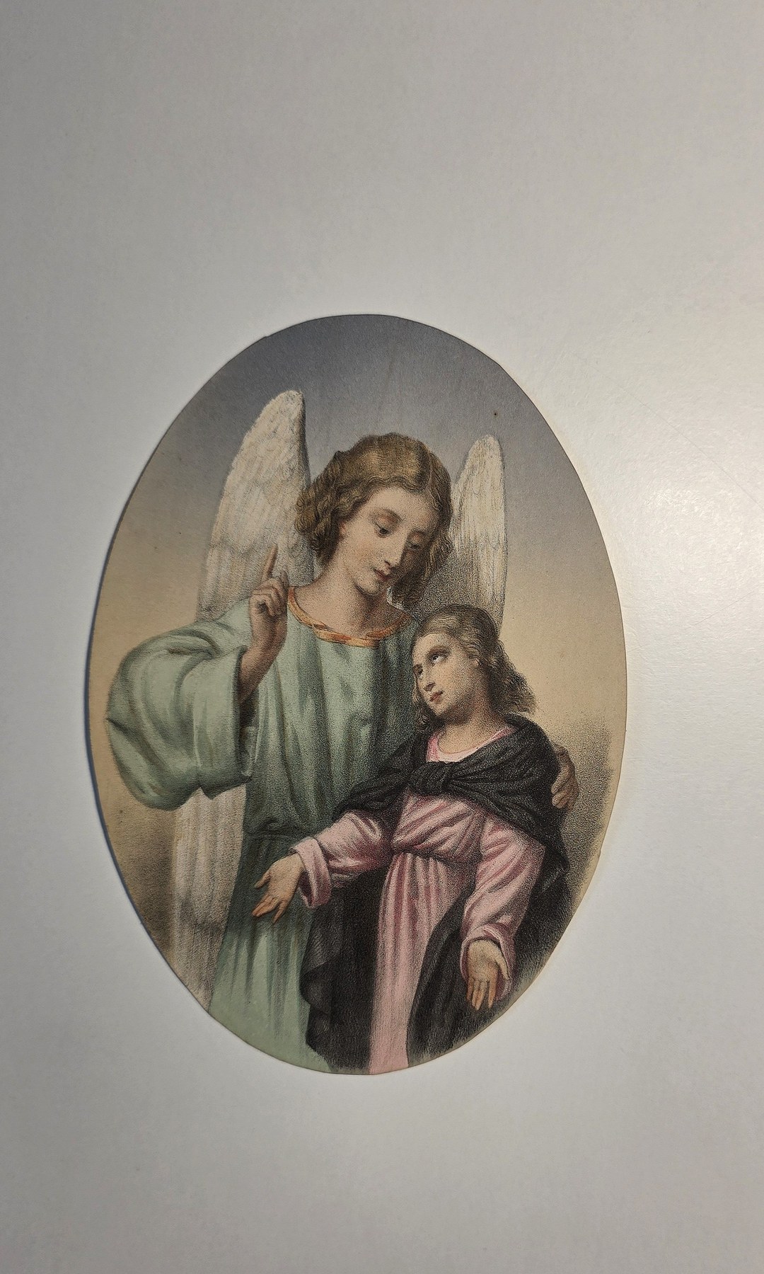 Ovale mit Engel und betender Frau