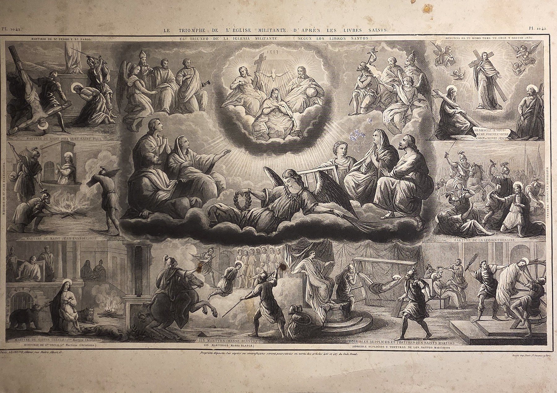 Historische Darstellung – Religiöse Bilderfolge mit Visionen und Gebetsszenen