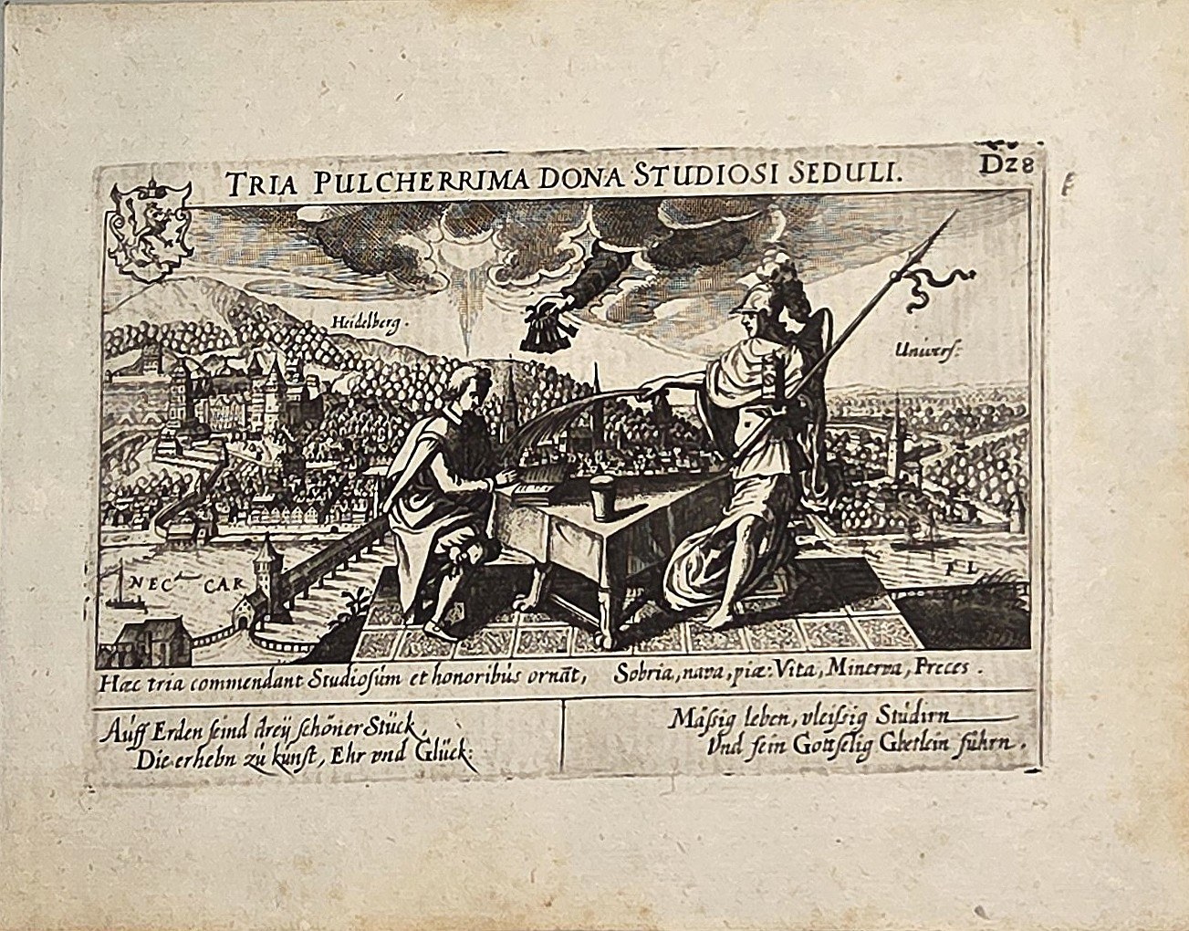 Allegorische Lehrszene vor Stadtpanorama