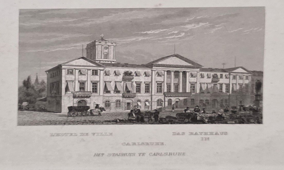 Historische Architekturdarstellung – Repräsentatives Gebäude mit Säulenportal