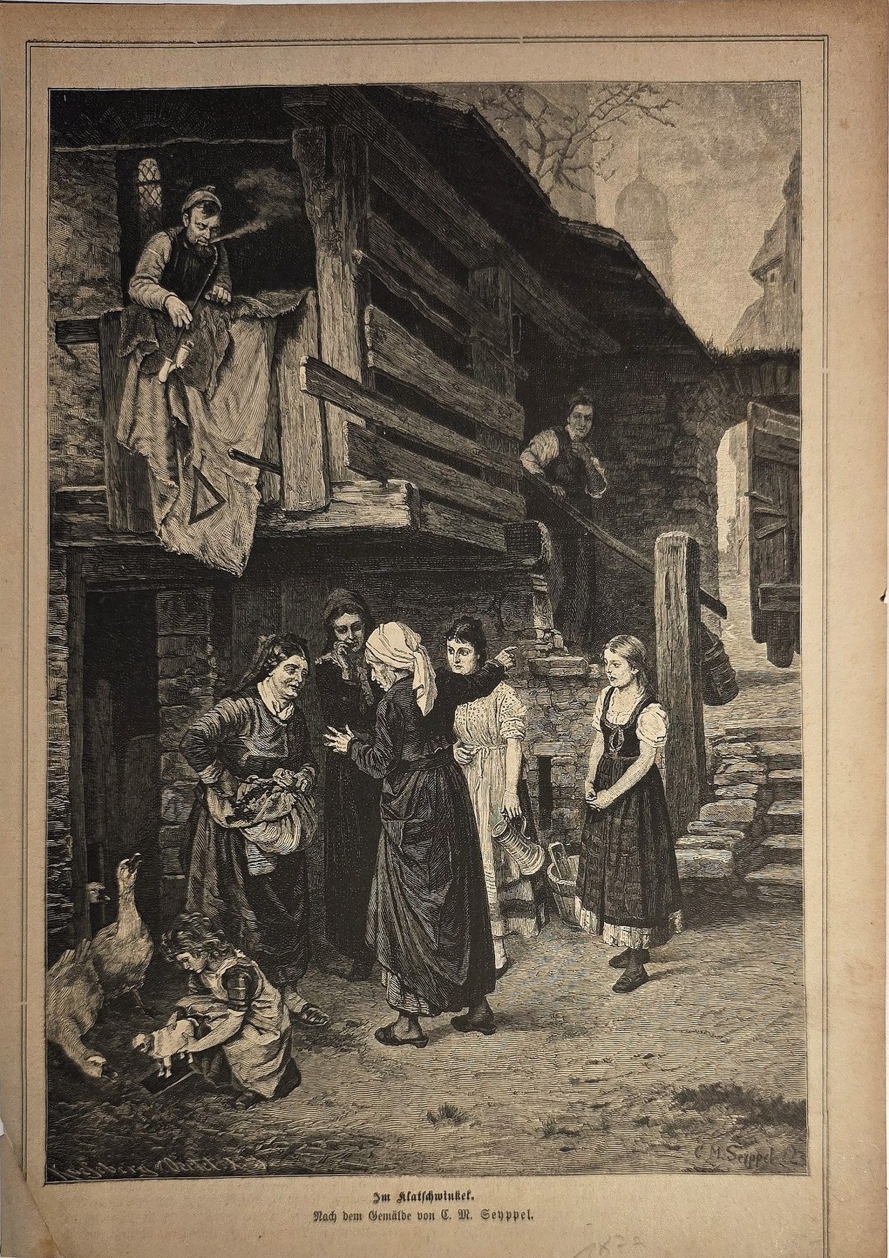 Gruppe vor ländlichem Haus