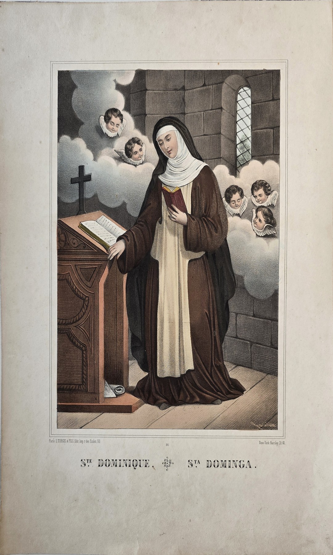 Zwei Ordensfrauen vor Kreuz und aufgeschlagenem Buch
