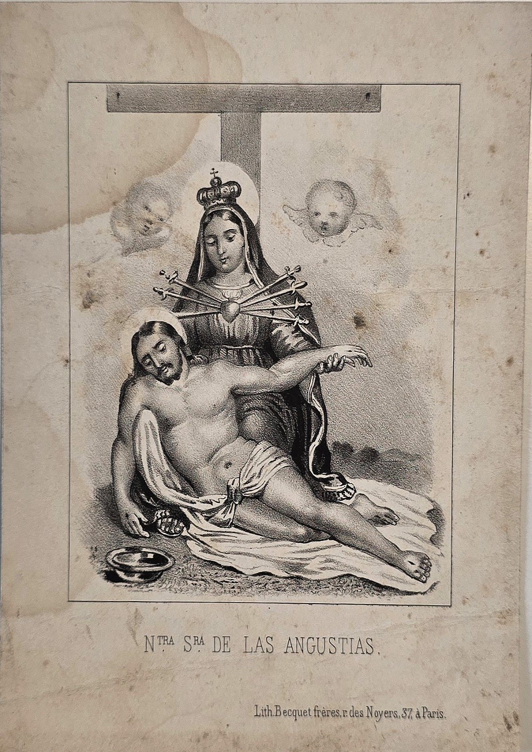 Pietà unter großem Kreuz