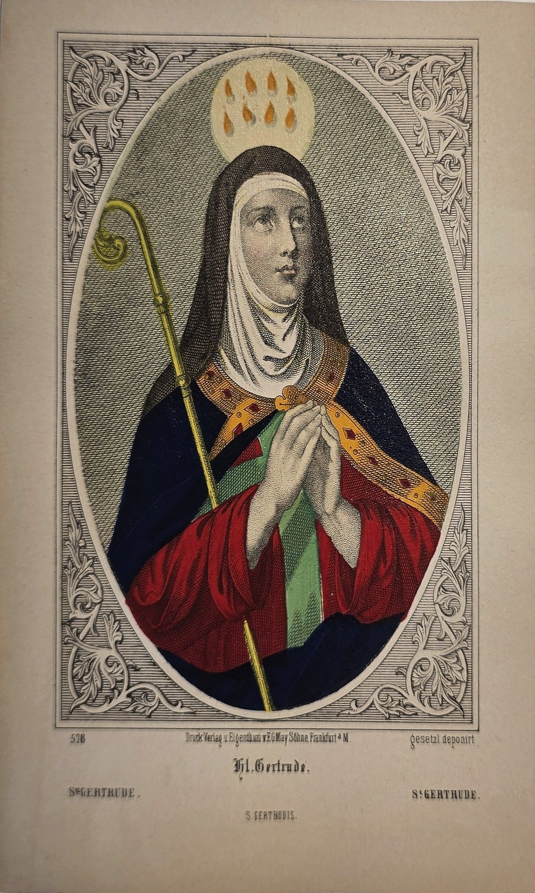 Ornamental gerahmte mit betender Marienfigur und Strahlen
