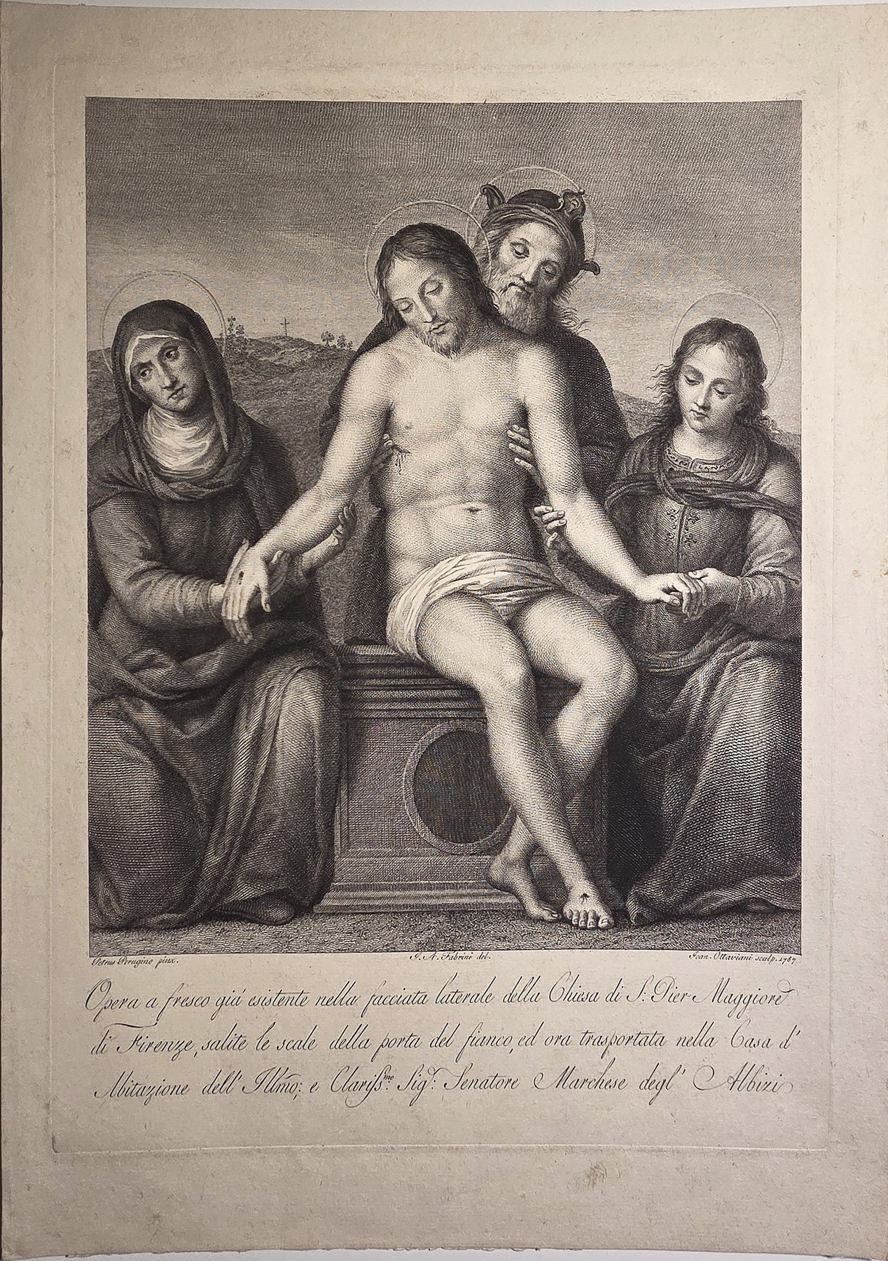 Historische Darstellung – mit Pietà und drei Begleitfiguren