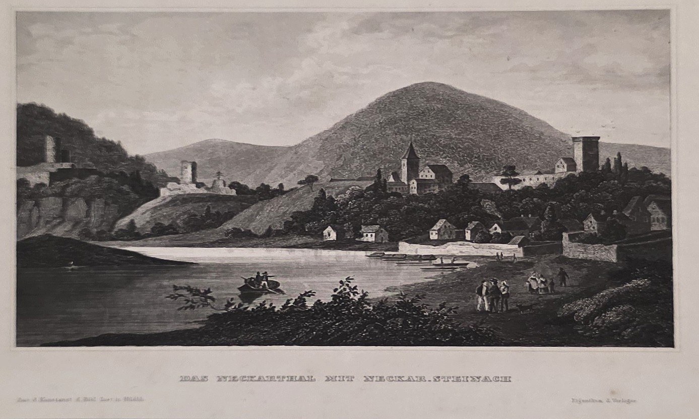 Flusslandschaft mit sanftem Berg