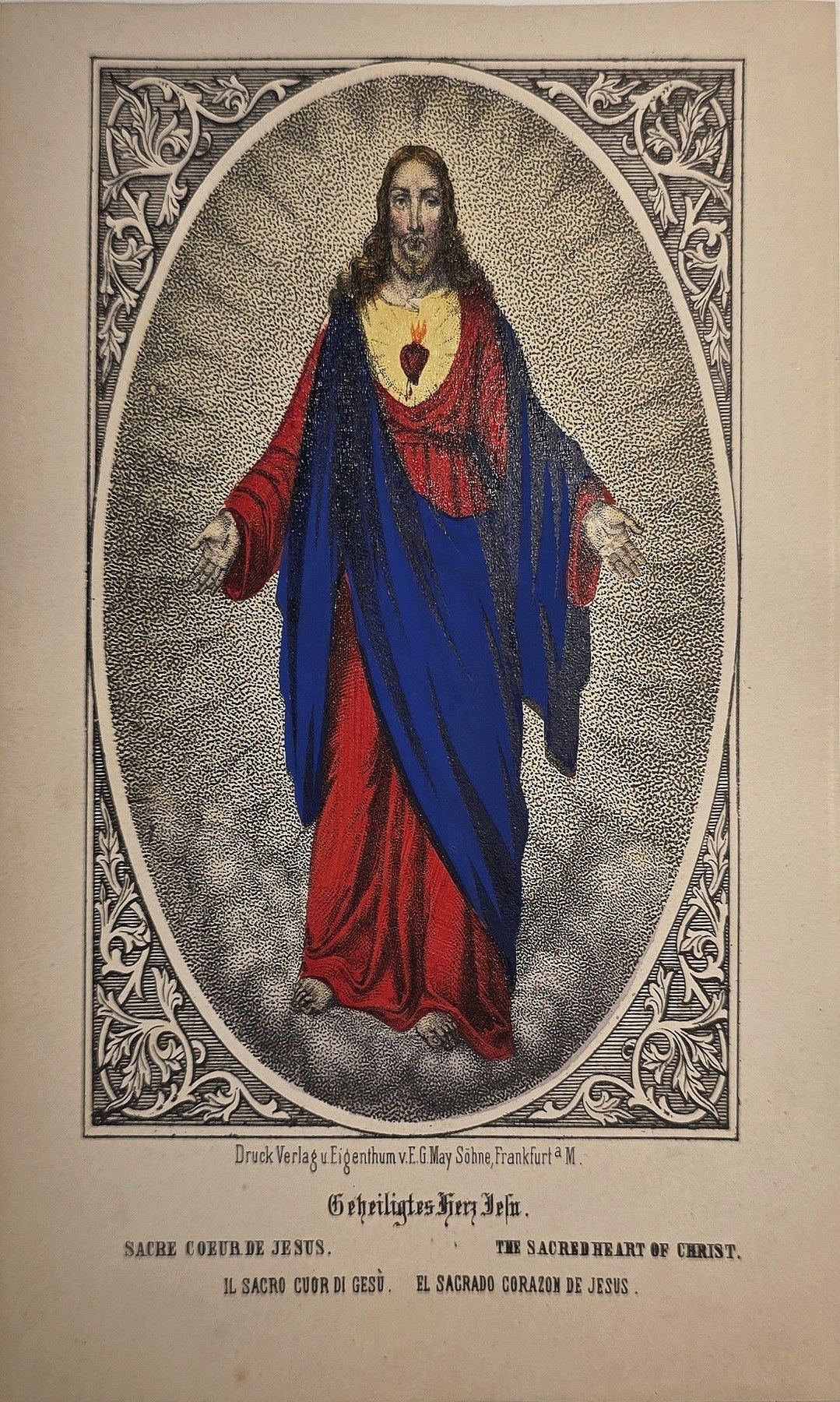 Ornamental gerahmte mit Herz-Jesu-Darstellung