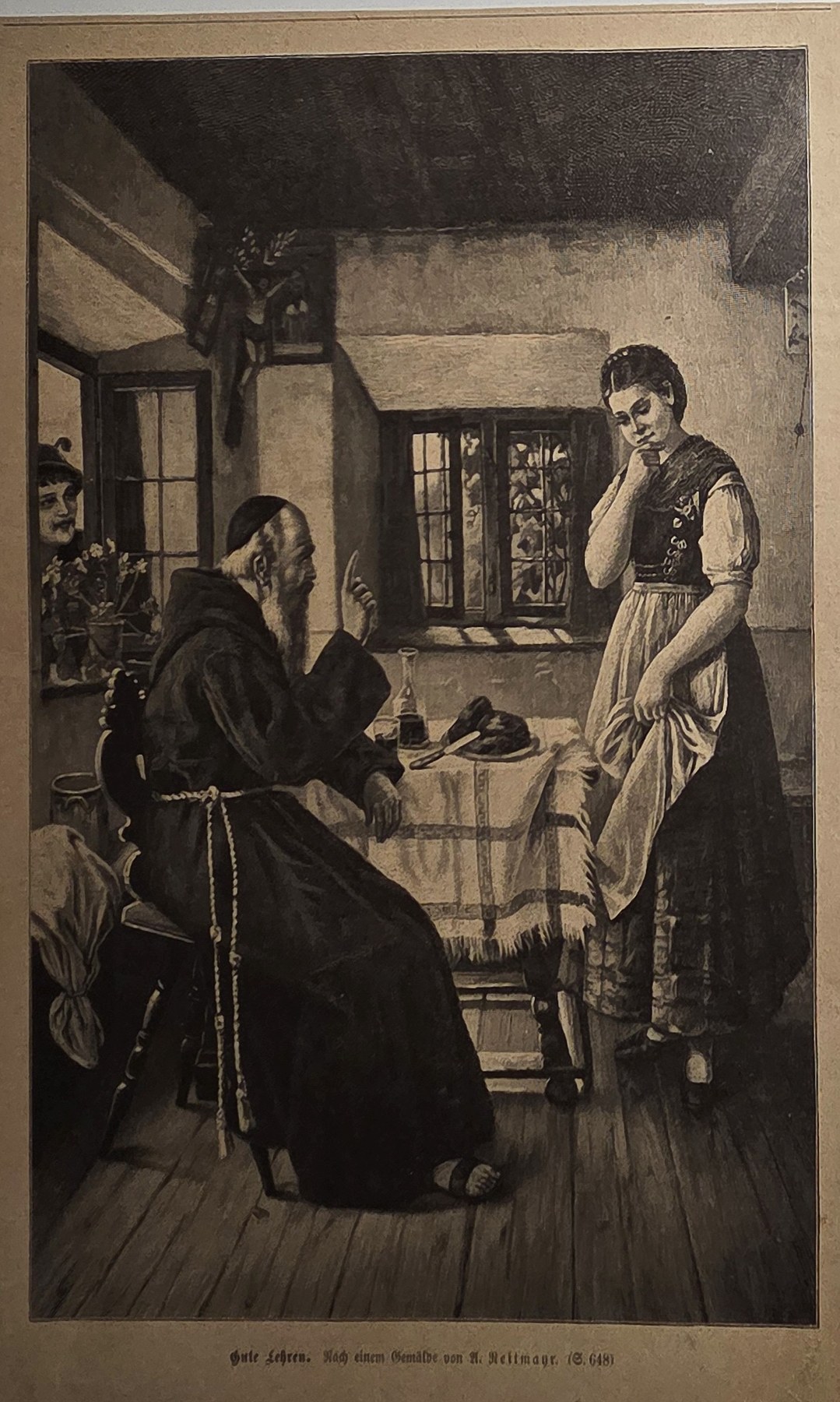 Dienerin bei einer sitzenden Dame im Zimmer