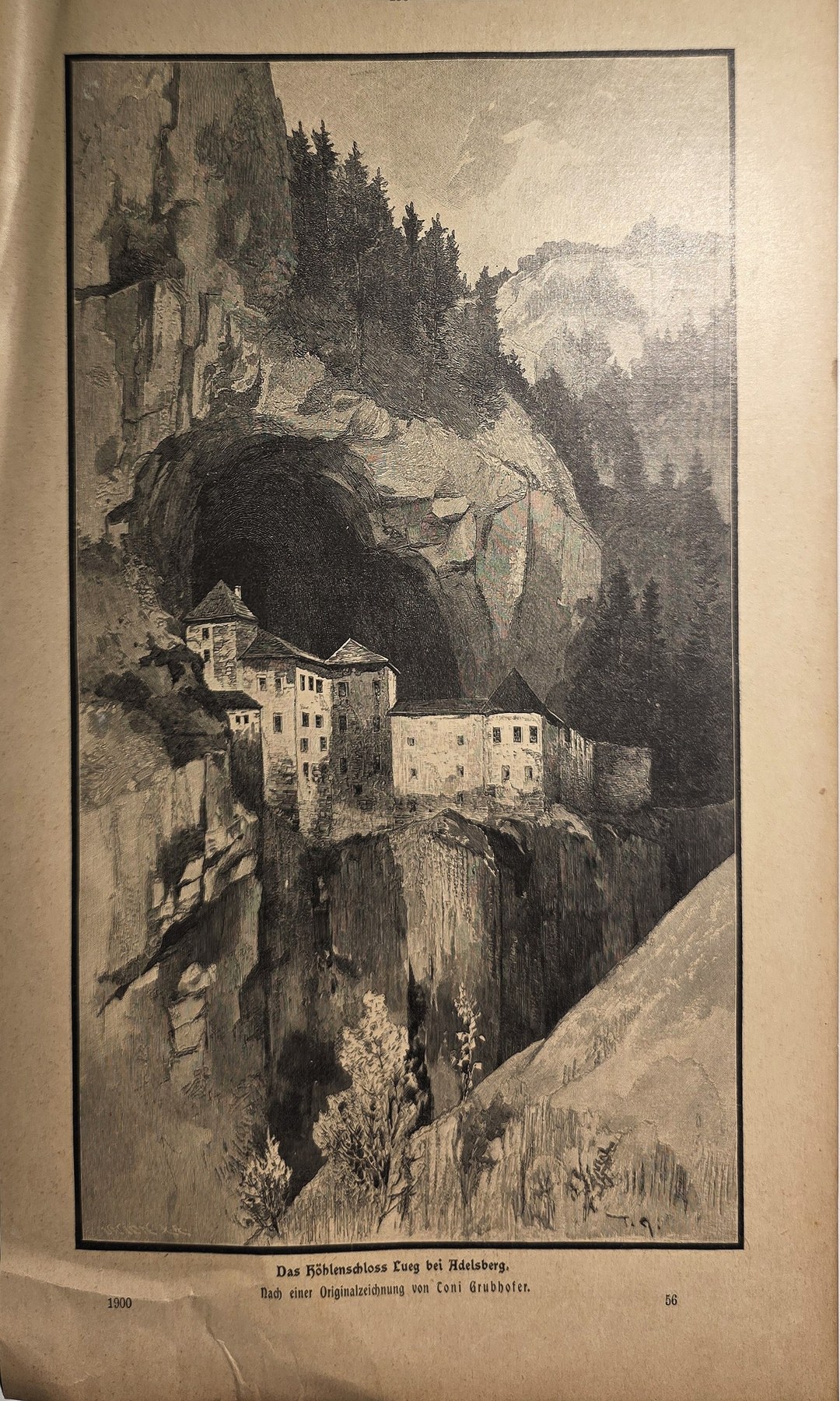 Gebirgssiedlung über tiefer Schlucht