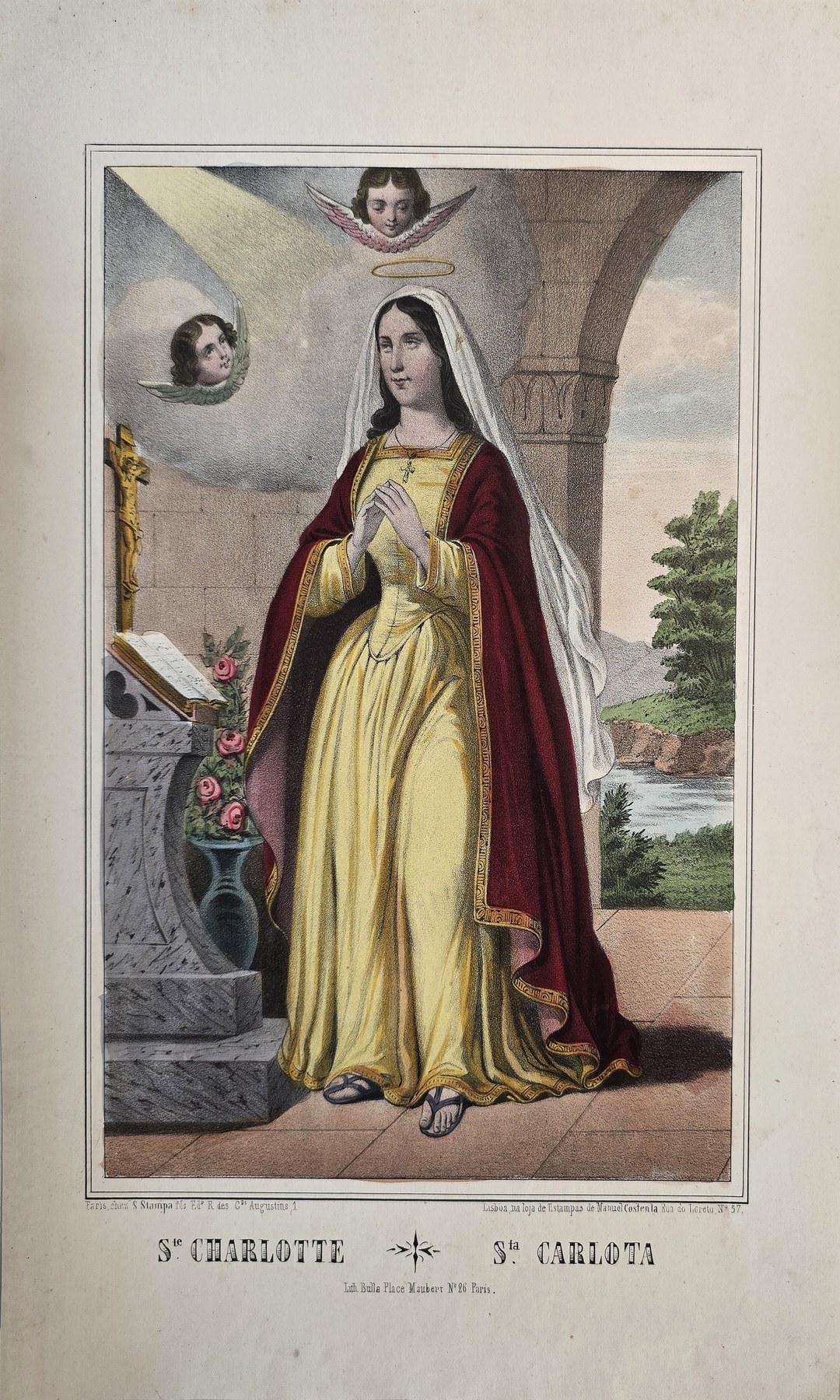 Heilige Frau mit Palmzweig unter Rundbogen