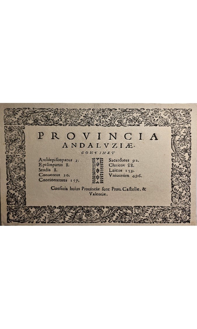 Titelgrafik „Provincia Andaluziae“ mit floraler Bordüre