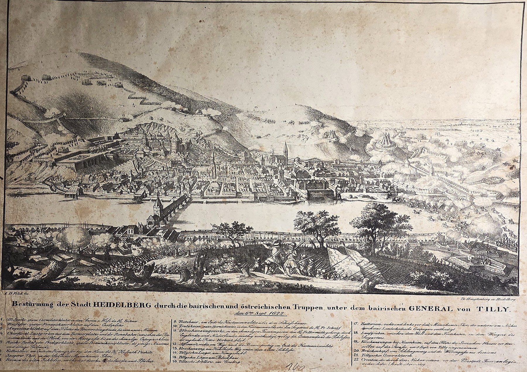 Historische Landschaftsdarstellung – Topografischer einer befestigten Landschaft
