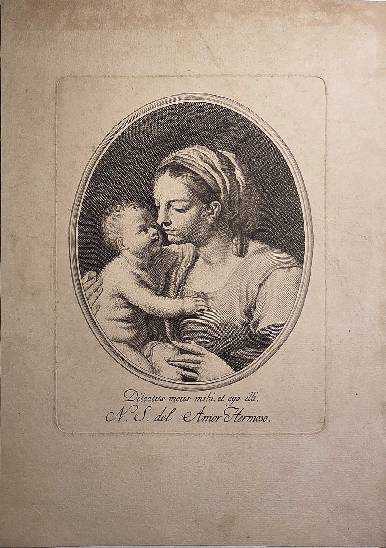 Madonna mit Kind im ovalen Medaillon