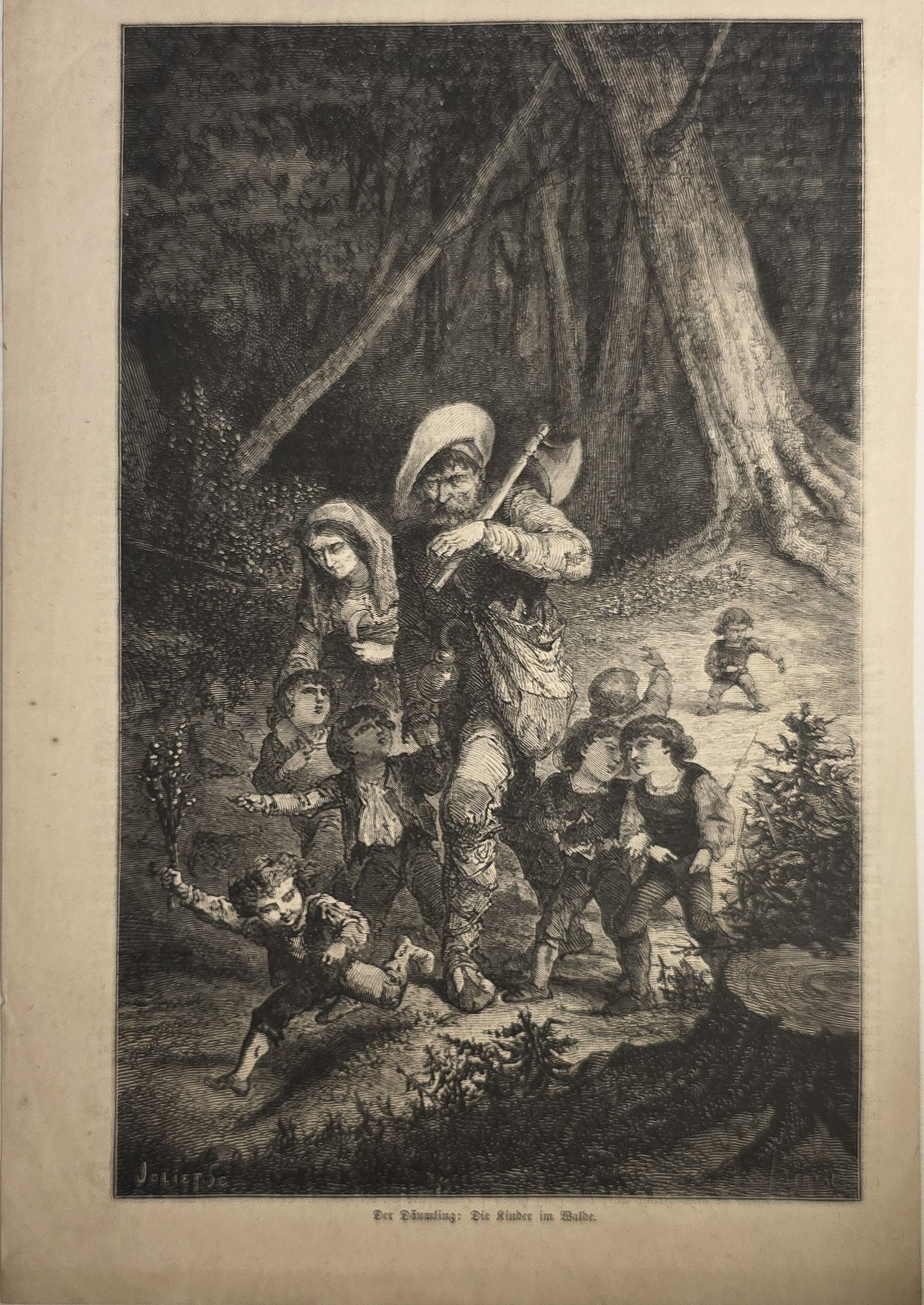 Mutter mit Kindern im Wald
