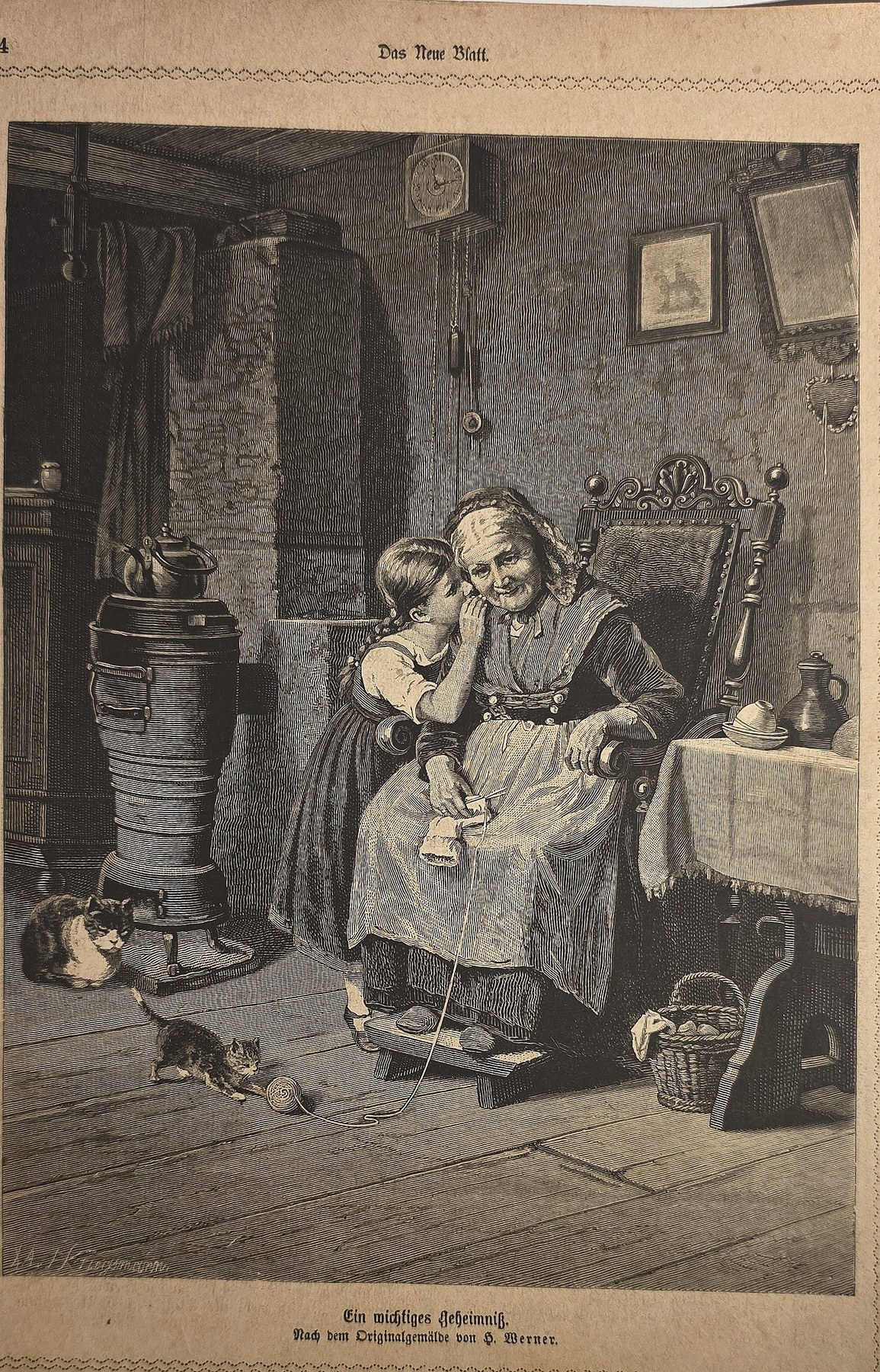 Frau am Ofen mit Buch